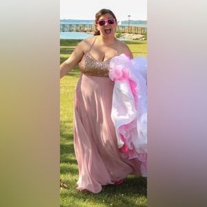 Blush Pink with Sequined Top Bridesmaids Dress